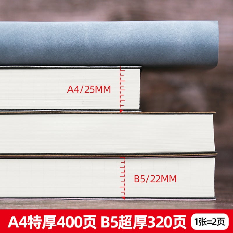 A4 Notebook Thickened Simple Diary B5 Office Meeting Soft Copy Cornell Notebook Printed Logo - Image 3